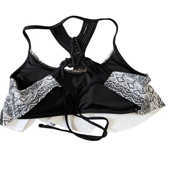 Arizona Jean Co. Black & White Aztec Print Flutter Strings Racer Back Size Large - Picture 2 of 11